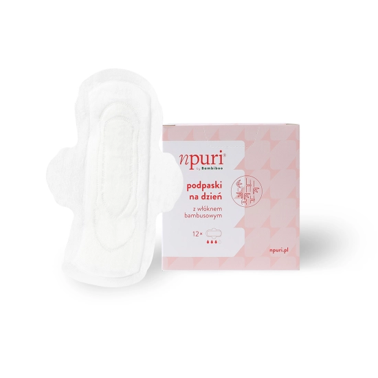 npuri von Bambiboo- Tagesbinden aus Bambusfasern, 12er-Packung.