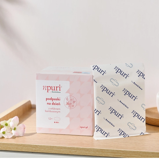 npuri von Bambiboo- Tagesbinden aus Bambusfasern, 12er-Packung.