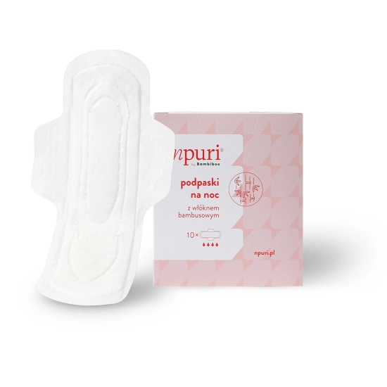 npuri by Bambiboo Damenbinden für die Nacht mit Bambusfaser, 10er-Pack.