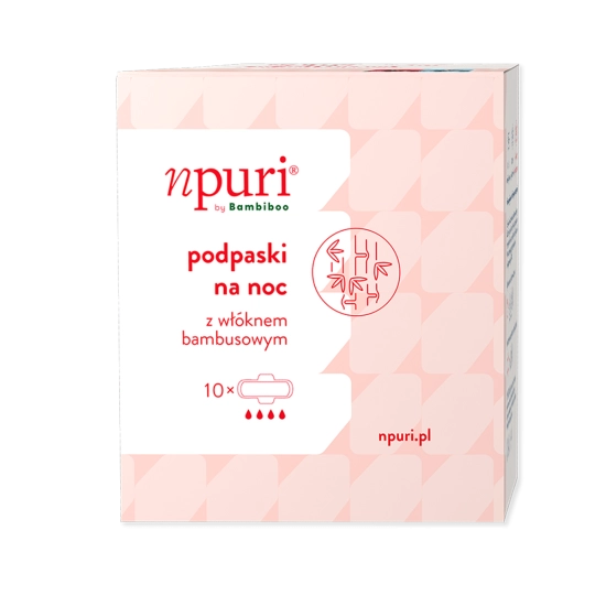 npuri by Bambiboo Damenbinden für die Nacht mit Bambusfaser, 10er-Pack.