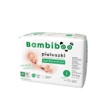 Jednorazowe pieluszki z włóknem bambusowym z wycięciem na pępek, rozmiar 1 (2-4kg) 26 szt.