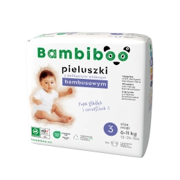 Jednorazowe pieluszki Bambiboo z włóknem bambusowym dla niemowląt, rozmiar 3 Midi (6-11kg) 21 szt.