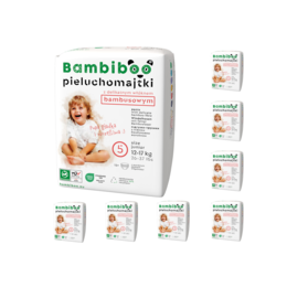 Zestaw 8 x 15 szt. - jednorazowe pieluchomajtki Bambiboo z włóknem bambusowym dla dzieci, rozmiar 5 (12+ kg)