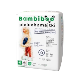 Jednorazowe pieluchomajtki Bambiboo z włóknem bambusowym dla dzieci, rozmiar 6 (15+ kg) 15 szt.